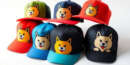 Collection of trendy dogecoin hats in vibrant colors.