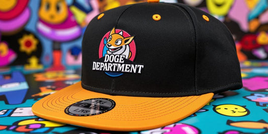 Doge Department cap on a colorful background.