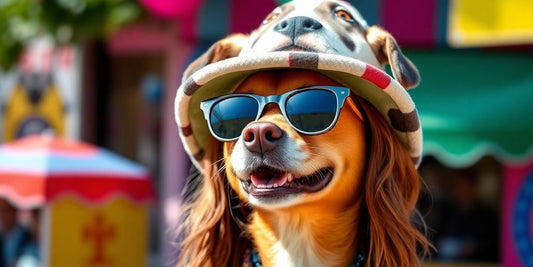 Trendy Doge hat worn by a smiling person outdoors.