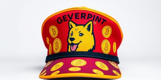 Stylish government efficiency hat with Dogecoin symbols.